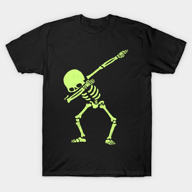 Dabbing Skeleton Shirt Dab Hip Hop Skull Dabbin Glow Effect T-Shirt by vo_maria